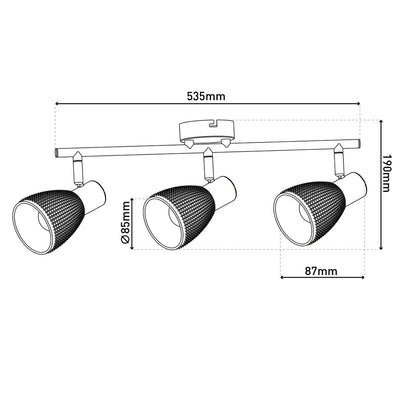 3 Spotwand/plafondlamp "Lindita" exclusief illuminant