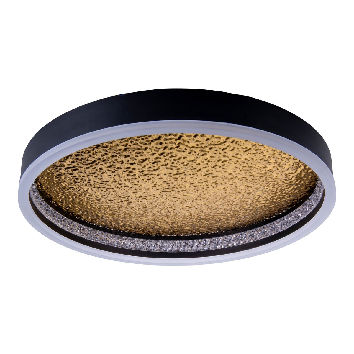 LED -plafondlamp Arany, plafondlamp gemaakt van metaal en plastic in zwart, met stevig ingebouwde LED's, dimbare, 40 cm diameter