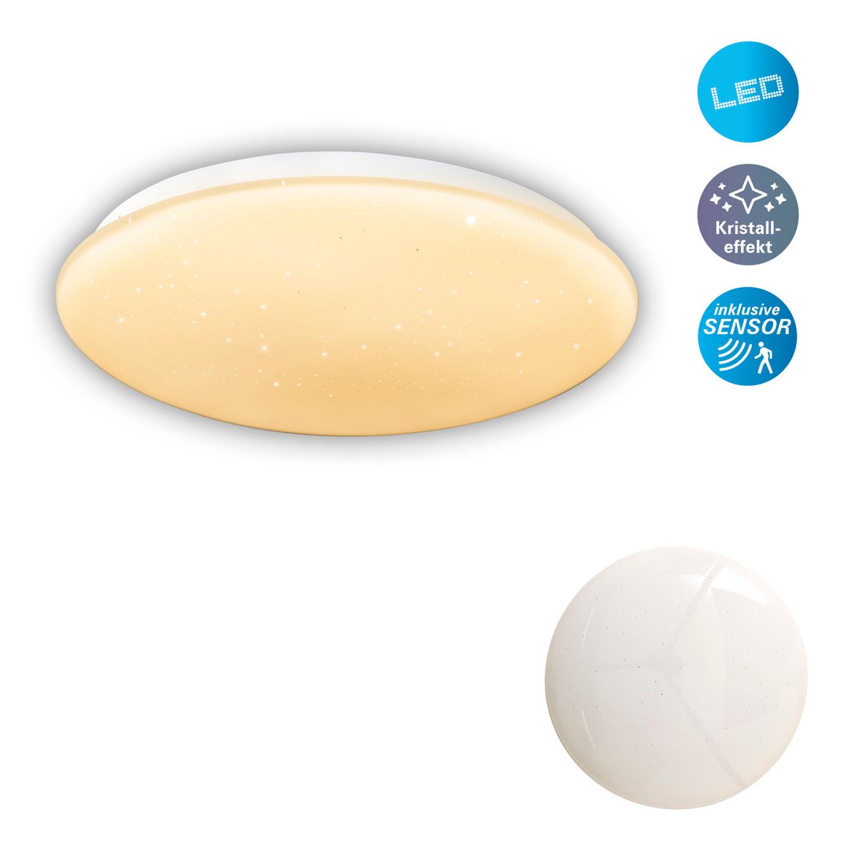 LED -plafondlamp "tempe" met kristaleffect en bewegingsdetector