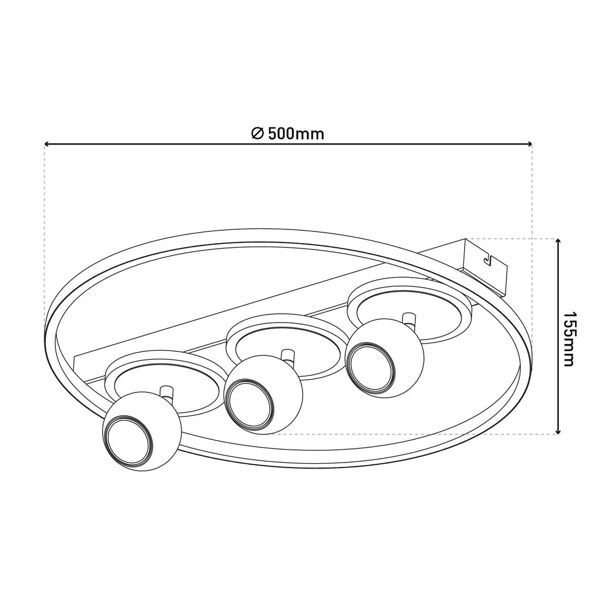 3 Spot LED -plafondlamp "Ronda" Ø 50 cm, gemaakt van metaal en plastic, wit, GU10, vlekken binnen