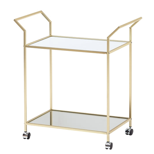 design serveerwagen goud 73x78x37 cm keukenwagen glas/metaal | Mobiele bijzettafel | Restauratiewagen met glazen blad | Minibar theewagen op 4 wielen