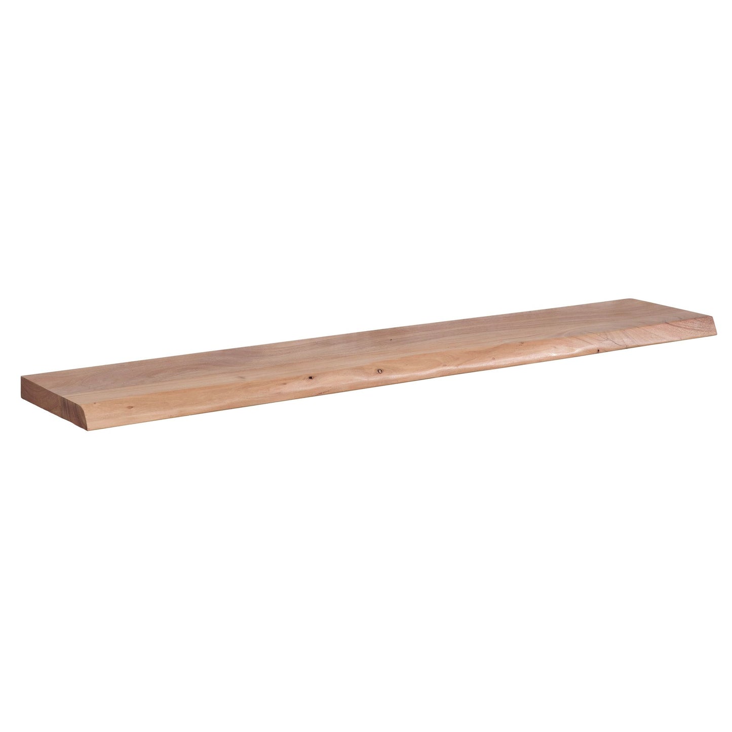 Wandplank 140 cm Acacia Massief Hout met Boomrand Hangplank Modern | Muurplank Hangende Plank | Plank voor de Wand Zwevend