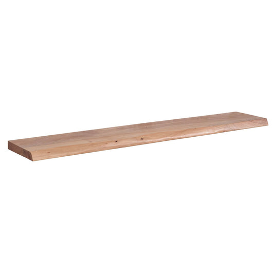 Wandplank 140 cm Acacia Massief Hout met Boomrand Hangplank Modern | Muurplank Hangende Plank | Plank voor de Wand Zwevend