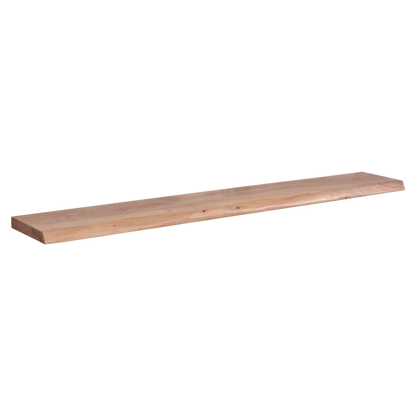 Wandplank 160 cm Acacia Massief Hout met Boomrand Hangplank Modern | Muurplank Hangende Plank | Plank voor de Wand Zwevend