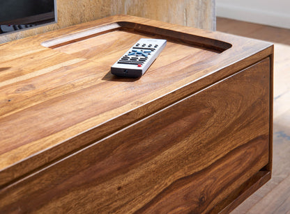 HiFi Lowboard Hangend Sheesham Massief Hout 108x25x34 cm TV-Dressoir