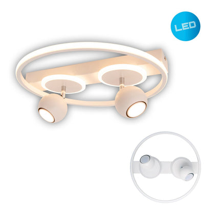 2 Spot LED -plafondlamp "Ronda" Ø 40 cm, gemaakt van metaal en plastic, wit, GU10, vlekken binnen