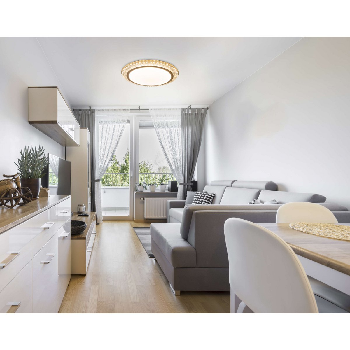 LED -plafondlicht "Madison" Ø 48 cm, veel functies, gemaakt van metaal en plastic, goud, met geïntegreerde LED's, verlichting voor woonkamers of kantoor