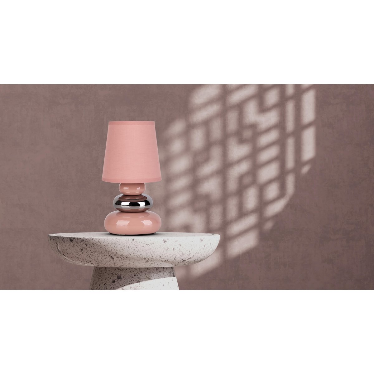 Keramische tafellamp "Stoney" Pink - Classical - Table Lamp - - Rosé/Salmon - E14 - Geen informatie