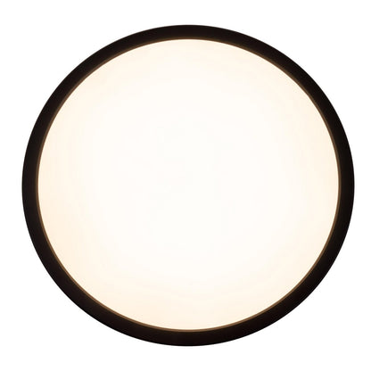 Het LED-plafondlicht "Carlo" met RGB-backlight, Ø van 29,3 cm, klassiekmoderne plafondlicht gemaakt van zwart/wit plastic met veel functies, b.v.