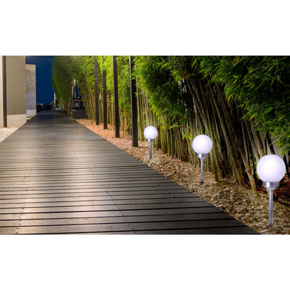 Led Buiten Spherical Spit "Ball" D: 25 cm, plastic aarde spies, wit, met geïntegreerde LED