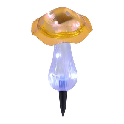 Zonne -decoratieve spiesjes zetten "mantar" Ø 13 cm, 29 cm hoog, transparant plastic in rood, geel en heldere, geïntegreerde LED's, koud wit "