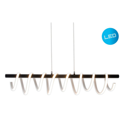 LED -hanglamp "Belleza", moderne metalen slinger lamp in zwart en wit, met stevig ingebouwde LED's, ca. 100 cm lang, de ideale verlichting voor woonkamer, eetkamer of keuken.