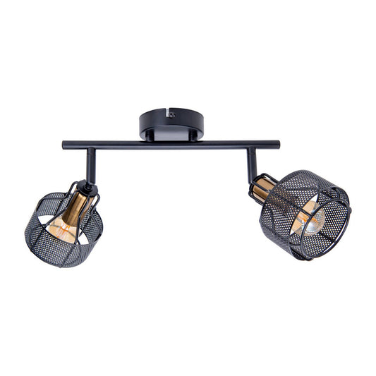 2-weg en plafondlichtspot "foro" gemaakt van metaal in zwart , met E14-versies, ongeveer 32 x 18,5 x 15 cm. Stijlvolle verlichting voor woonkamer, eetkamer of keuken.