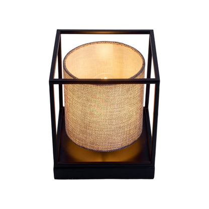 Tafellicht "Beta" grijs gemaakt van metaal met stofscherm in grijs, met E14 -aansluiting, lamp voor woonkamer, eetkamer, gang en kantoor, 15 x 15 x 17 cm