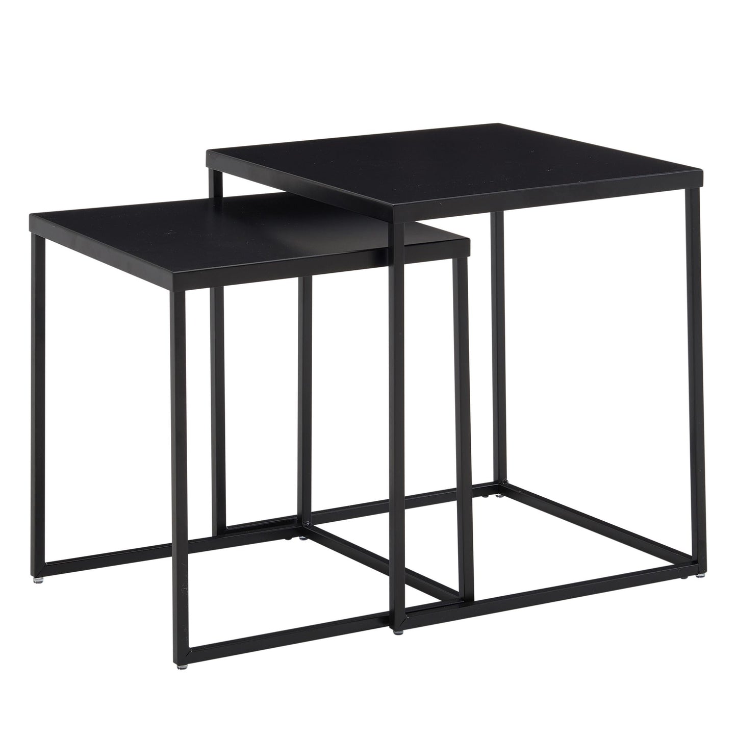 Tafel Set Metaal Salontafel set van 2 Vierkant Zwart Industrieel | Tafel Woonkamer Bijzettafel | Moderne Nesttafel Metalen Tafel