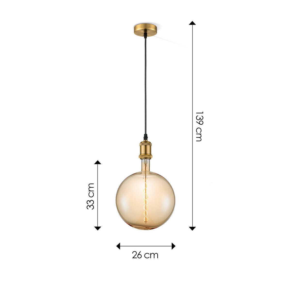 Home Sweet Home hanglamp brons vintage Globe - - dimbaar E27 amber