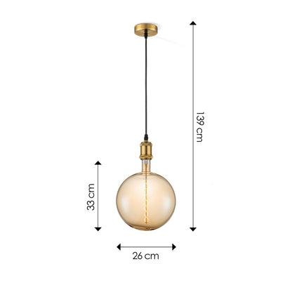 Home Sweet Home hanglamp brons vintage Globe - - dimbaar E27 amber