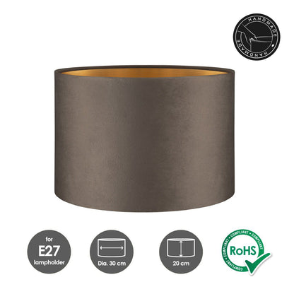Home Sweet Home Velvet Lampenkap - Grey + goud - ø30 x 20 cm
