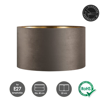 Home Sweet Home Velvet Lampenkap - Grey + goud - ø40 x 22 cm