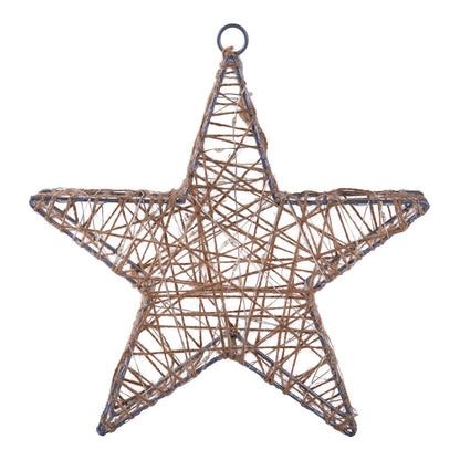 2 Set LED-kerstdecoratie "Metal Star" Ø 25 cm-Christmas Decoraties gemaakt van metaal en textiel in de natuur, met stevig ingebouwde LED's