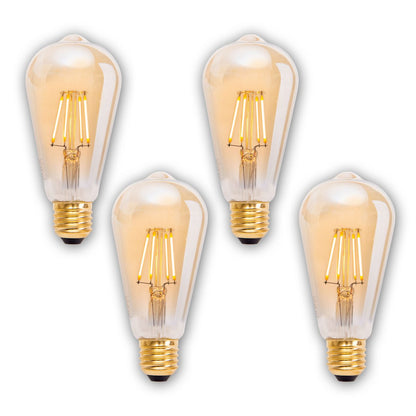 LED-lampen van 4 set E27 versie 4 watt, gemaakt van metaal en glas, warm wit