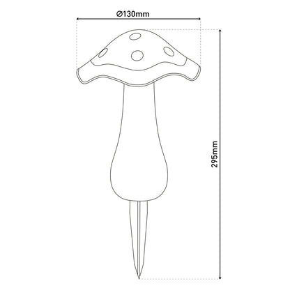 Zonne -decoratieve spiesjes zetten "mantar" Ø 13 cm, 29 cm hoog, transparant plastic in rood, geel en heldere, geïntegreerde LED's, koud wit "