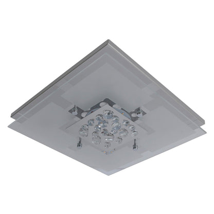 De LED -plafondlamp "chur" 30 x 30 cm, chom -gekleurd metaal, gedeeltelijk gevatneerd glas, geïntegreerde LED's, warm wit