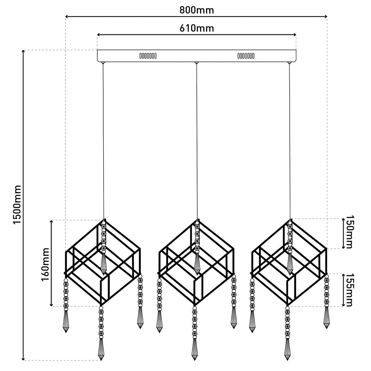 Led hanger lamp "Araneus" metaal en plastic in chroom, met stevig ingebouwde leds, 80 cm lang, verlichting voor woonkamer, eetkamer of kantoor