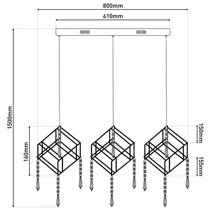 Led hanger lamp "Araneus" metaal en plastic in chroom, met stevig ingebouwde leds, 80 cm lang, verlichting voor woonkamer, eetkamer of kantoor