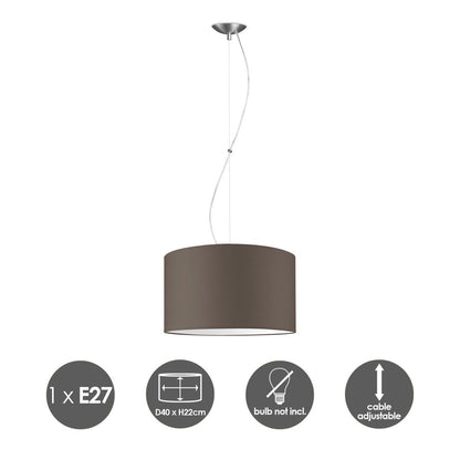 Home Sweet Home hanglamp Deluxe met lampenkap, E27, taupe, 40cm