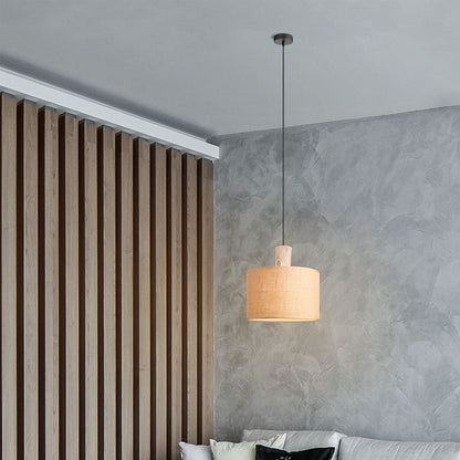 Home Sweet Home Hanglamp Linnen - hout - 30x30x140cm