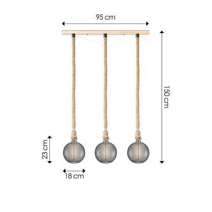 Home Sweet Home hanglamp Leonardo - 3 LED lamp G180 - dimbaar E27 rook