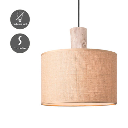 Home Sweet Home Hanglamp Linnen - hout - 30x30x140cm
