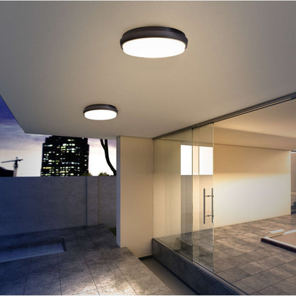 LED Outer Wall Lamp "Mio" Ø 17,5 cm gemaakt van antraciet -gekleurd metaal en plastic, IP54 voor ingang, balkon, terras