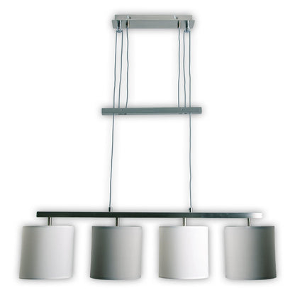 4 hanglamp "tilde", klassieke metalen slinger lamp en textiel in grijs en wit, met E27 -frame, hoogte verstelbaar, 86 cm lang, ideaal als eetlamp