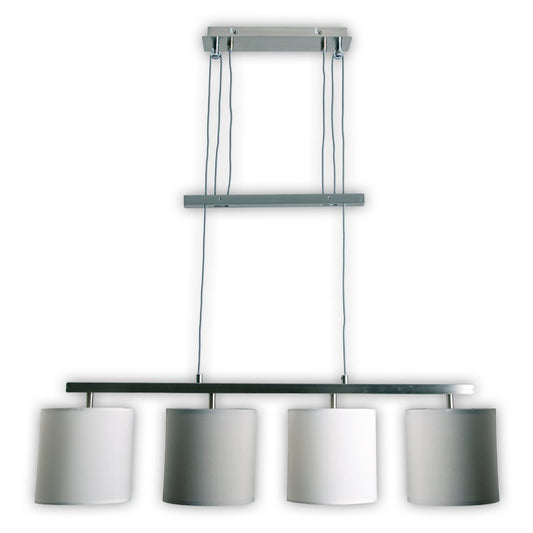 4 hanglamp "tilde", klassieke metalen slinger lamp en textiel in grijs en wit, met E27 -frame, hoogte verstelbaar, 86 cm lang, ideaal als eetlamp