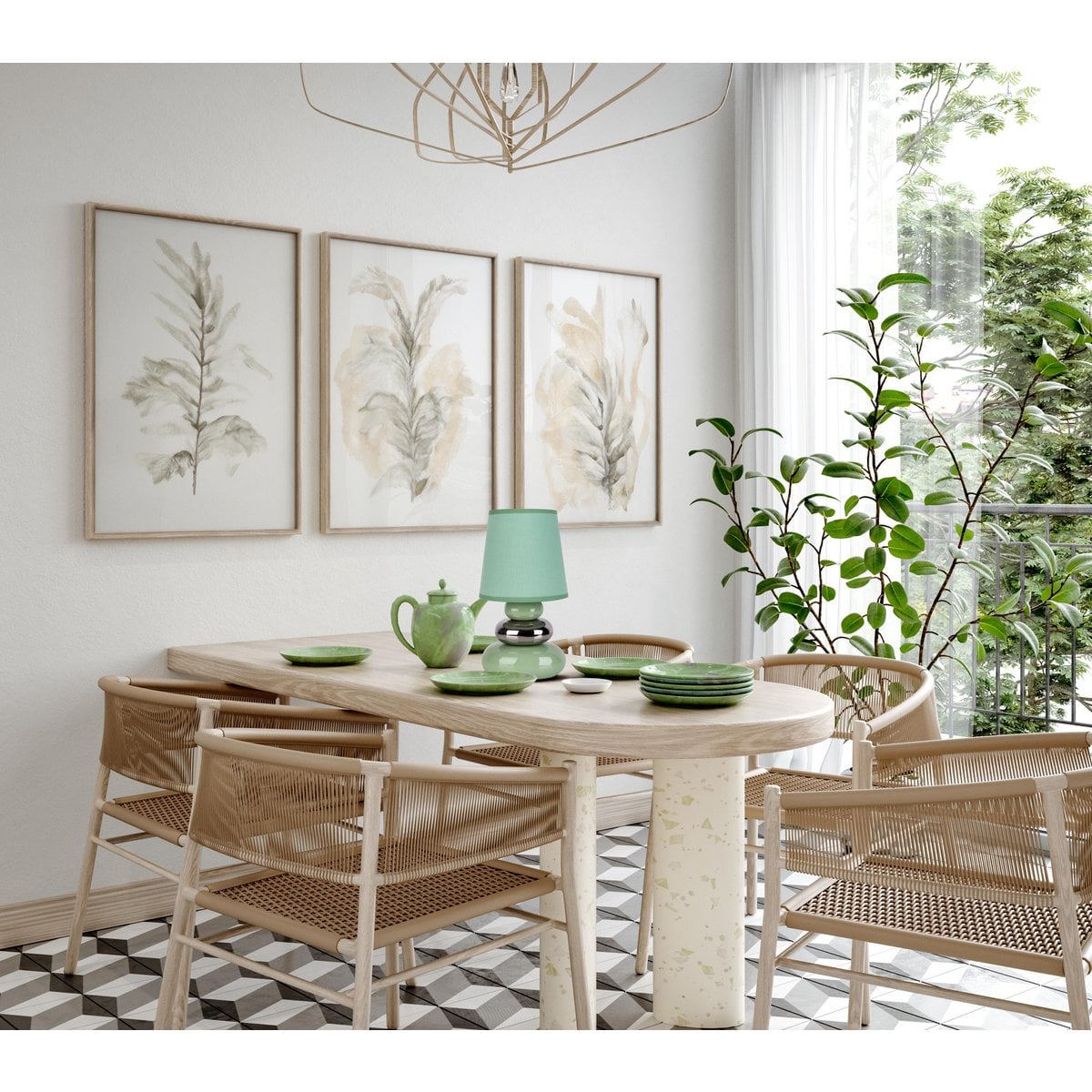 Keramische tafellamp "Stoney" Mint - Klassiek - Tabel Lay - - Mint - E14 - Geen informatie