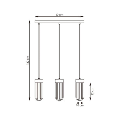 Home Sweet Home Hanglamp Capri - rook glas - 60x10x132cm