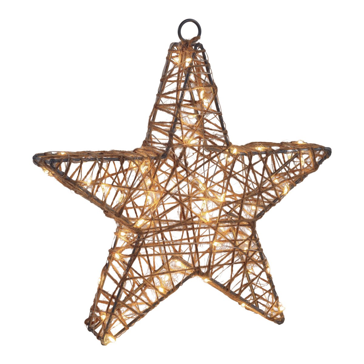 2 Set LED-kerstdecoratie "Metal Star" Ø 25 cm-Christmas Decoraties gemaakt van metaal en textiel in de natuur, met stevig ingebouwde LED's