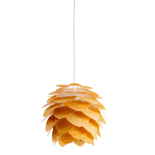 Hangende lamp "Foglia" gemaakt van natuurlijk gekleurd plastic, E27-aansluiting, verlichting voor woonkamer, eetkamer of kantoor, een diameter van 39 cm