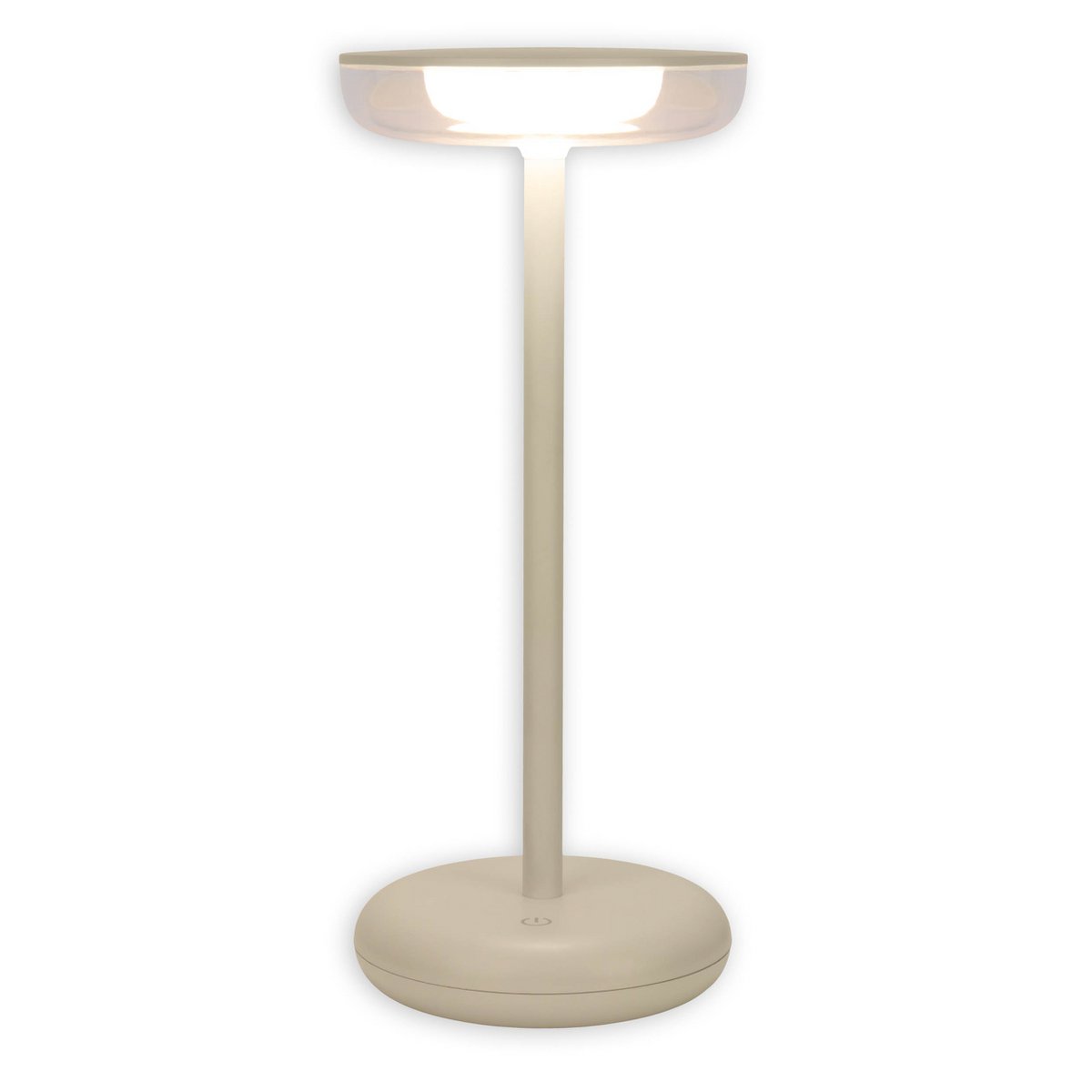 Noteloze tabletlicht "Pasi" voor buiten en binnen, gemaakt van metaal en plastic in beige, dimable, met aanraking en geheugenfunctie, ca. 26 cm hoog