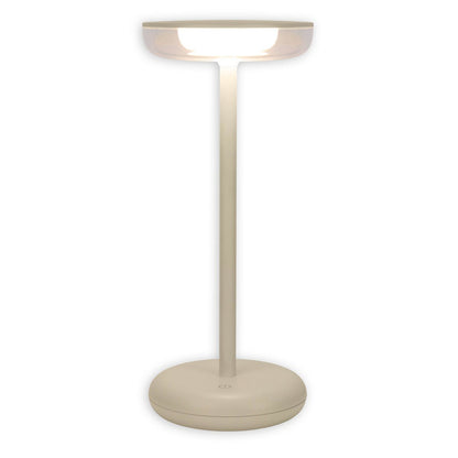 Noteloze tabletlicht "Pasi" voor buiten en binnen, gemaakt van metaal en plastic in beige, dimable, met aanraking en geheugenfunctie, ca. 26 cm hoog