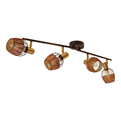 4 plafondlamp "Corbis", metalen plek in zwart en goud, met E14 -aansluiting, voor eetkamer, woonkamer, gang of kantoor, plafondlamp, 78 cm lang