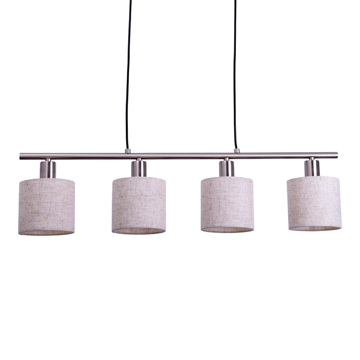 4 hanger lamp "maron" gemaakt van metalen satin mat met stof paraplu's in de natuur, met E14-aansluiting, lamp voor woonkamer of eetkamer, 71,5 x 12 cm