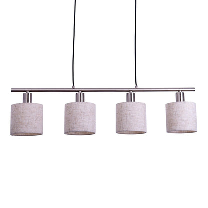 4 hanger lamp "maron" gemaakt van metalen satin mat met stof paraplu's in de natuur, met E14-aansluiting, lamp voor woonkamer of eetkamer, 71,5 x 12 cm