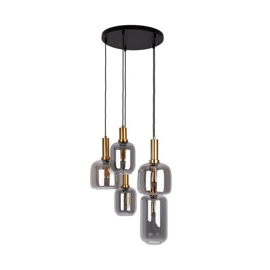 5 hanglamp "fumo", hanglamp gemaakt van metaal en glas in zwart, met E14 -aansluiting, voor eetkamer, woonkamer, gang of kantoor, hangende lamp Ø ca.