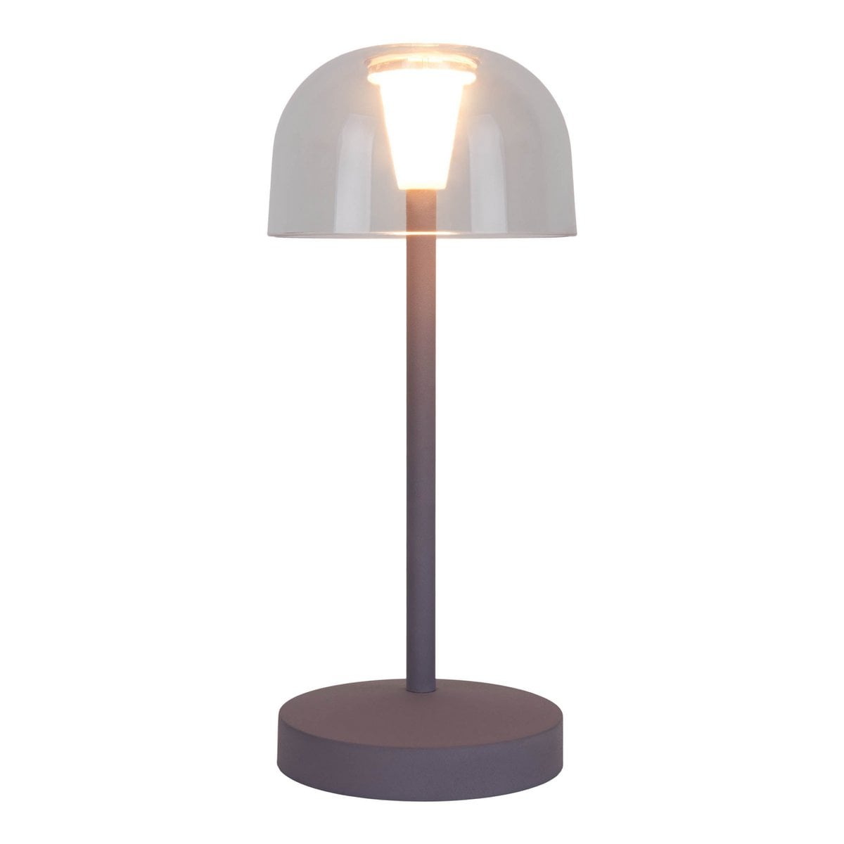 2-ex-ingestelde LED-batterijtafel Licht "Gomba" voor buiten en binnen, gemaakt van metaal en plastic in bramen, 18,5 cm hoog