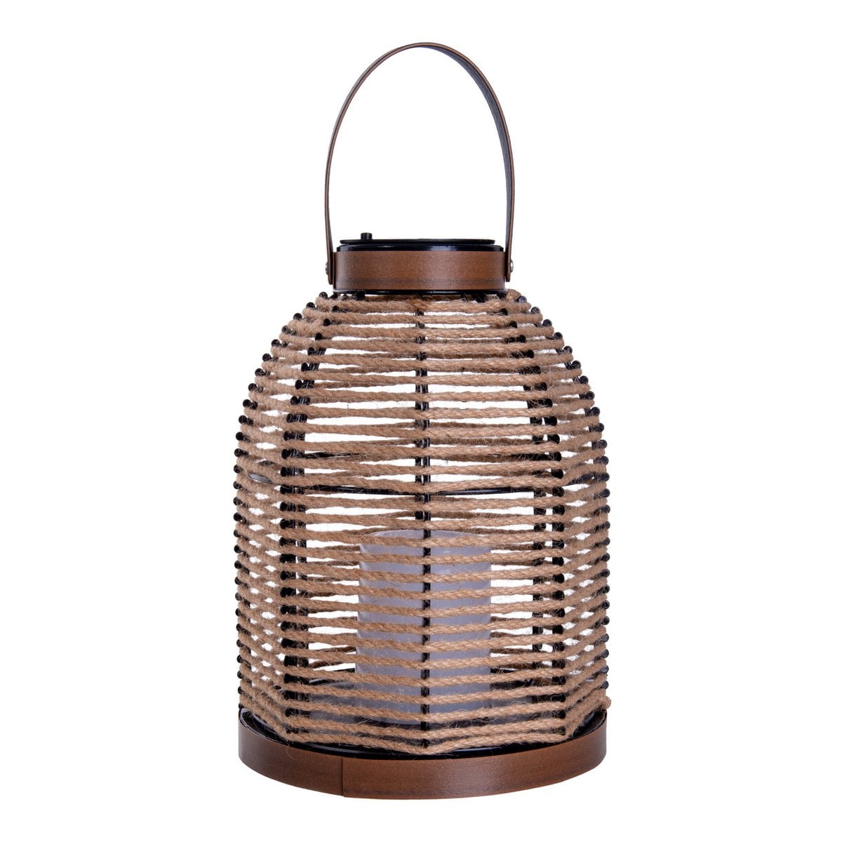 LED ZONNELIJKE LICHT "KORBINIAN" VOOR GARDEN EN TERRACE, decoratieve lamp gemaakt van metaal met jutespanning in de natuur, stevig gebouwd -in LED's, zonnelamp voor buiten 29 x 21 cm