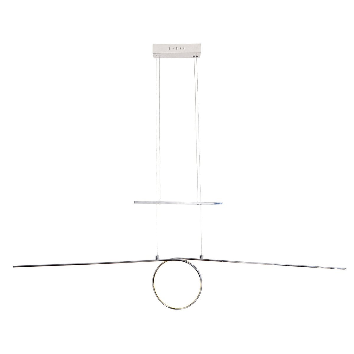 Metalen LED in zilveren LED -hanglamp, met geïntegreerde LED -slinger binnenin binnen