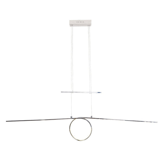 Metalen LED in zilveren LED -hanglamp, met geïntegreerde LED -slinger binnenin binnen